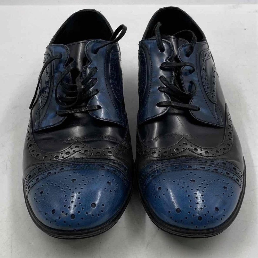 Men's Blue and Black Oxford Shoes with COA
